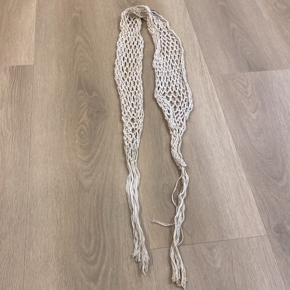 Cristi Conaway Hand Knits Cream Skinny Scarf Y2K